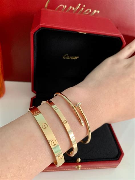 cartier love and juste un clou stack|justin un clou bracelets.